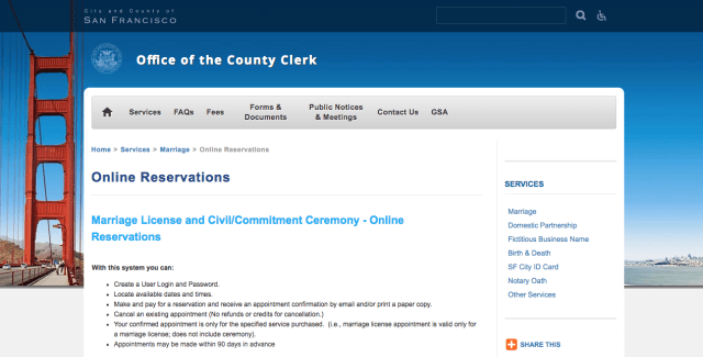 San Francisco City Hall Website 舊金山市政廳官方網站